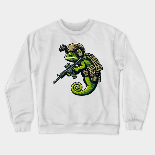Tactical Cameleon Mastery Tee: Where Style Meets Stealth Crewneck Sweatshirt by Rawlifegraphic
